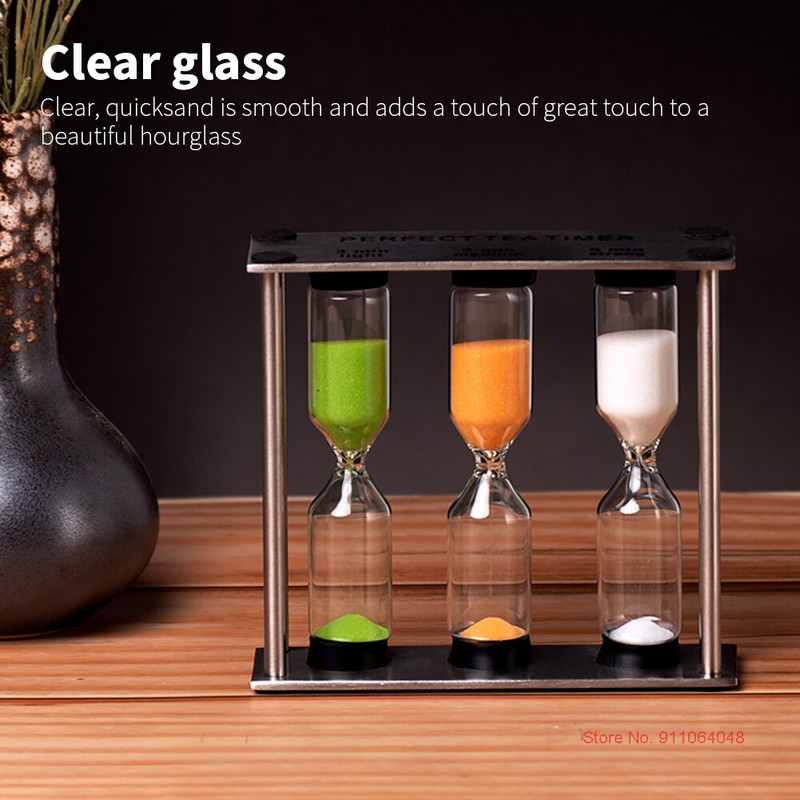 Nou clepsidra metalică 3 în 1 din oțel inoxidabil 3/4/5 minute Cronometru pentru periaj pentru copii Accesorii pentru birou pentru camera bebelușului Cronometre Ceasuri Sticlă de nisip