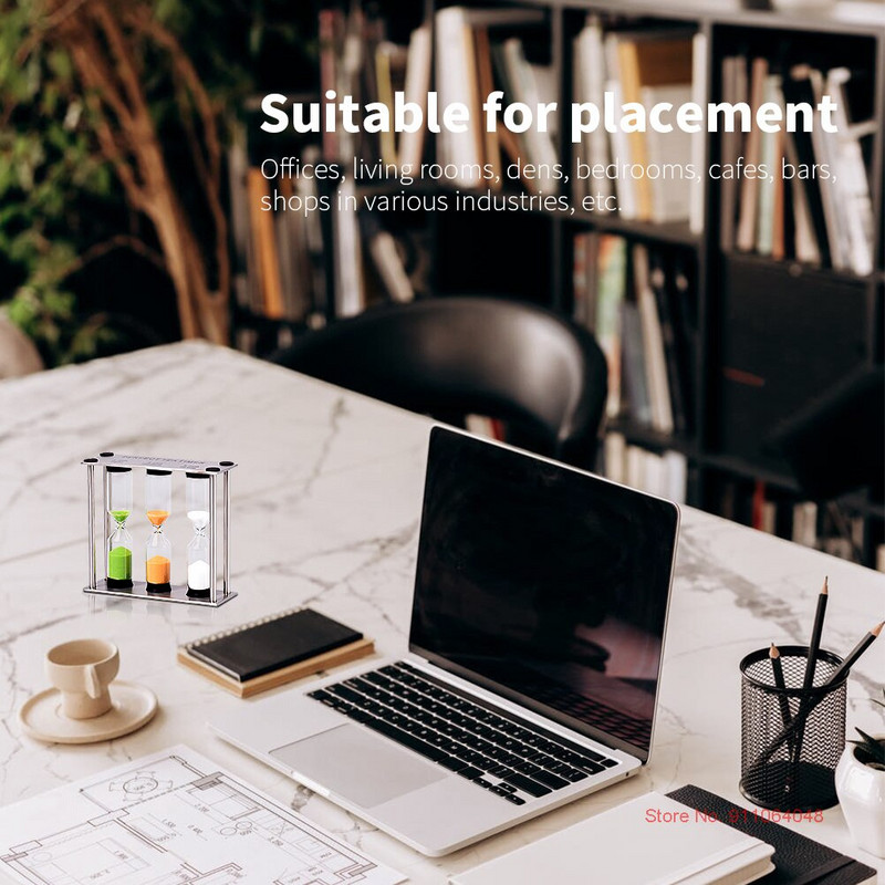 Nou clepsidra metalică 3 în 1 din oțel inoxidabil 3/4/5 minute Cronometru pentru periaj pentru copii Accesorii pentru birou pentru camera bebelușului Cronometre Ceasuri Sticlă de nisip