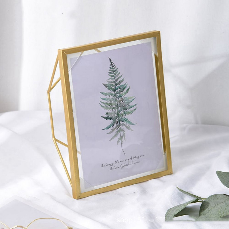 Senovinis metalinis nuotraukų rėmelis, stiklo spaustukas, džiovintų gėlių augalas, tapyba Plakatų laikiklis Nordic Ins namų darbalaukio dekoravimas