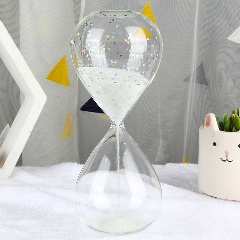 8,3 cm*20 cm-es csillag flitteres homokóra, gyönyörű asztali dekoráció, 2 perces időzítő, kézzel készített üveg kézműves születésnapi ajándék