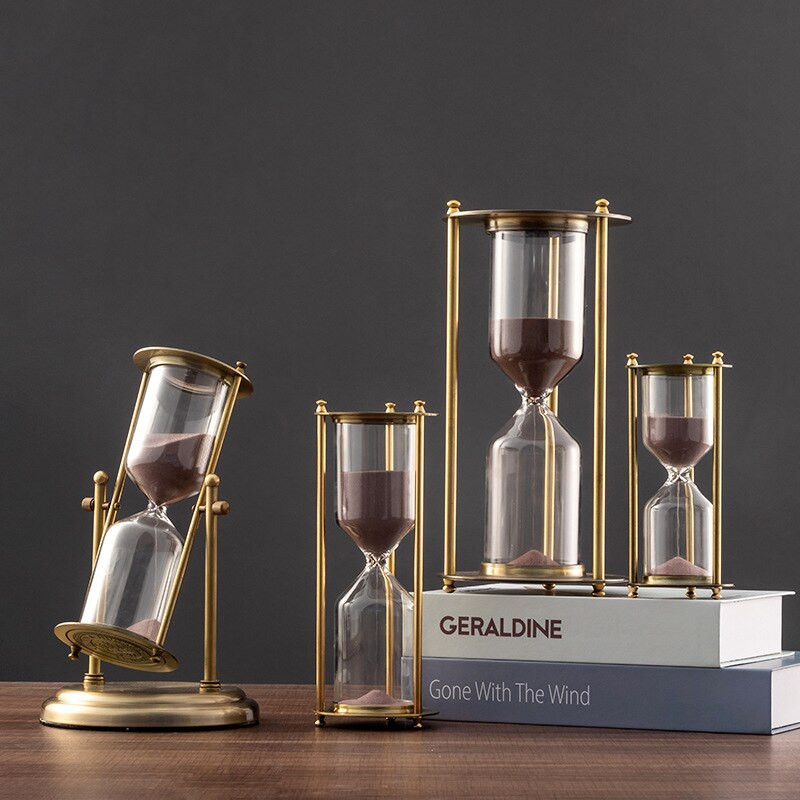 Ornamente ușoare de clepsidră din metal de lux Decor de birou pentru birou Decor modern pentru casă Bibliotecă de lux Artizanat Living