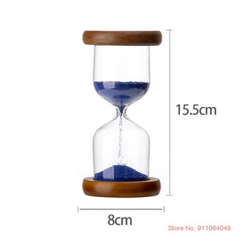 Διπλή Ξύλινη Βάση Μπλε Άμμος Ρολόι Vintage Διακόσμηση Σπιτιού Μπλε Χάντρες Κλεψύδρα Χειροκίνητη Χωρίς Μετρώο Χρόνο Eternal Love Sandglass