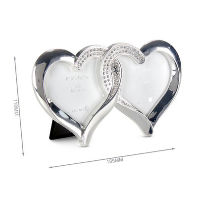 LASODY Elegantni posrebreni okvir za fotografije u obliku srca Mr & Mrs Okvir za fotografije Prsten Okvir za slike Darovi za godišnjicu vjenčanja za Valentinovo