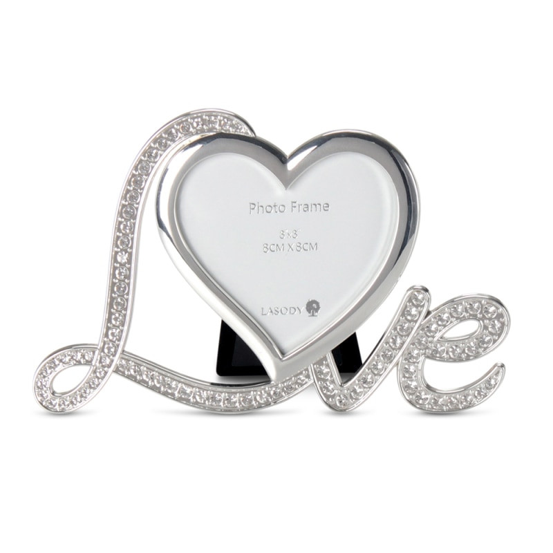 LASODY Elegantni posrebreni okvir za fotografije u obliku srca Mr & Mrs Okvir za fotografije Prsten Okvir za slike Darovi za godišnjicu vjenčanja za Valentinovo