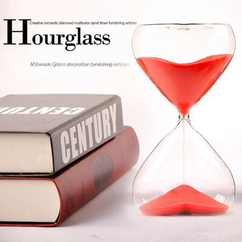 HOOQICT 15 Minutes Love Shape Glass пясъчен часовник Романтичен подарък за рожден ден Grills Kid Bedroom Decor Time Manage Tools Timer Craftwork
