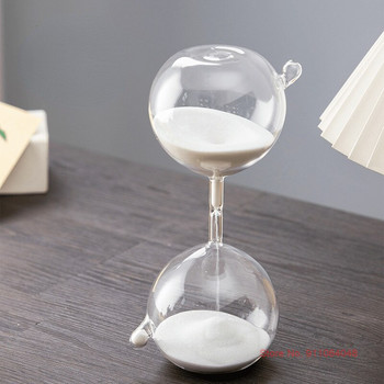 Уникален неправилен прозрачен стъклен пясъчен часовник Креативна кухня 30 минути Таймер за време Ресторант Бюро Пясъчен часовник Бял пясъчен часовник