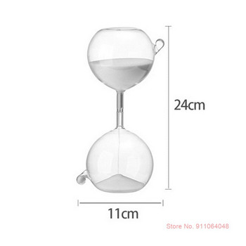 Уникален неправилен прозрачен стъклен пясъчен часовник Креативна кухня 30 минути Таймер за време Ресторант Бюро Пясъчен часовник Бял пясъчен часовник