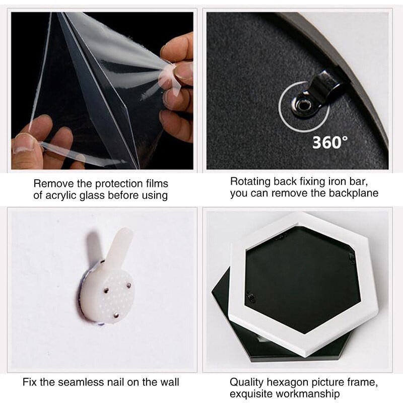 Rame Foto Hexagonale Ramă Foto Montată pe Perete Afișare Foto de Familie Sufragerie Dormitor Fundal TV Decorare Cadre Photo