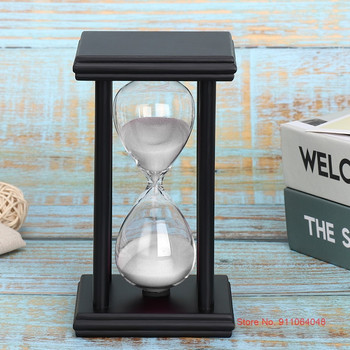 Μαύρη Ξύλινη Κλεψύδρα 5 λεπτών Χρονοδιακόπτης Ρετρό Γυαλί Sandglass Εστιατόριο Υπηρεσία Χρονομέτρης Επιτραπέζιο Ρολόι Colorul Sand Clock
