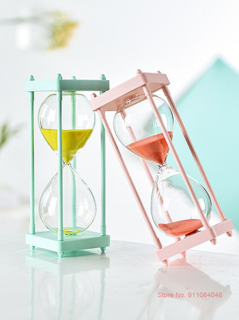 Δωρεάν γράμματα 30 λεπτά Χρονοδιακόπτης ώρας κλεψύδρας Μέντα Πράσινη μισή ώρα Υψηλό βοριοπυριτικό γυαλί Sandglass Αστεία δώρα για την ημέρα των παιδιών