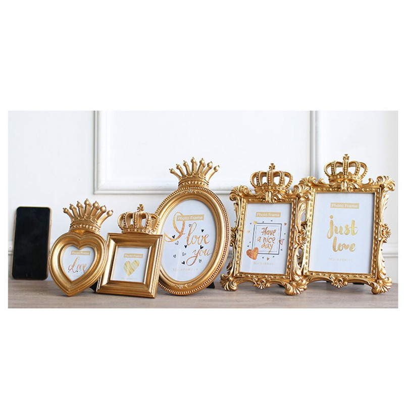 Frame Picture Photo Oval Resin Desk Mini Retro Display Vintage Fali Asztali keretek Barokk