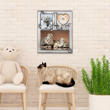 LASODY I Love My Cat Collage Picture Frame Meow Photo Frame Настолна рамка за котка Цените всеки спомен Домашни декорации за работен плот