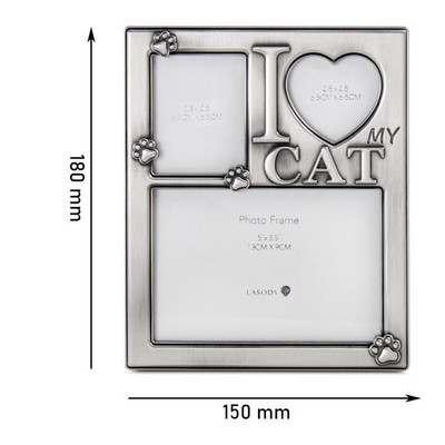 LASODY I Love My Cat kollázs képkeret Miau képkeret asztali keret a macska számára, otthoni asztali dekoráció