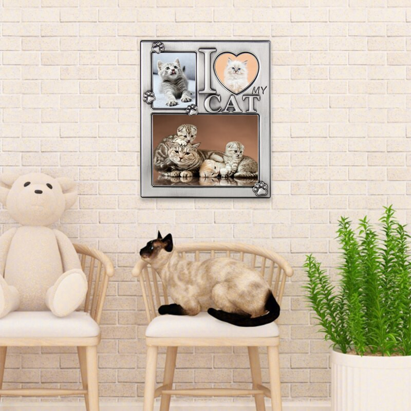 LASODY I Love My Cat kollázs képkeret Miau képkeret asztali keret a macska számára, otthoni asztali dekoráció