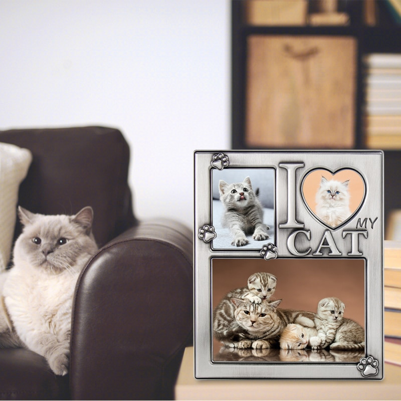 LASODY I Love My Cat kollázs képkeret Miau képkeret asztali keret a macska számára, otthoni asztali dekoráció