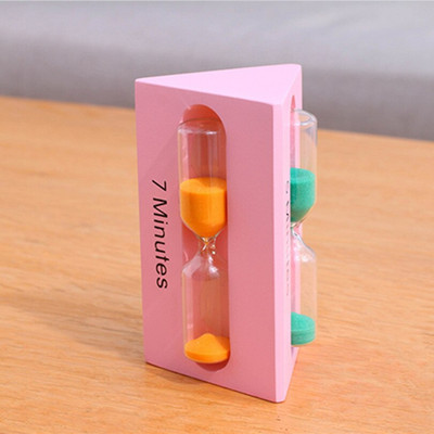 Trys viename 3/5/7 minutės trikampis medinis smėlio smėlio laikrodis Vaikų laikrodis Laikmatis Smėlio stiklas namų dekoravimas Ampulheta slapta dovana