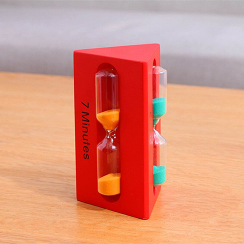 Trys viename 3/5/7 minutės trikampis medinis smėlio smėlio laikrodis Vaikų laikrodis Laikmatis Smėlio stiklas namų dekoravimas Ampulheta slapta dovana