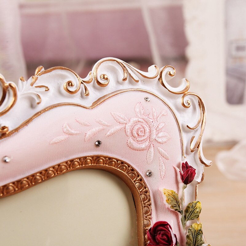 6/7 hüvelykes képkeret európai stílusú gyanta rózsa virág képkeret ovális téglalap alakú keretek esküvői ajándékokhoz lakberendezéshez