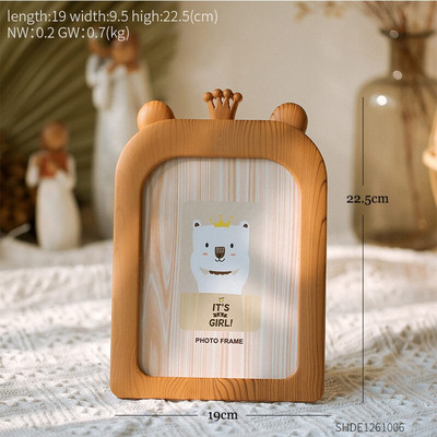 Ramă de poze din lemn de desene animate Decor pentru casă Artă înrămată Model de animale Accesorii pentru dormitor Agățat de perete Decor modern Rame foto Cadouri