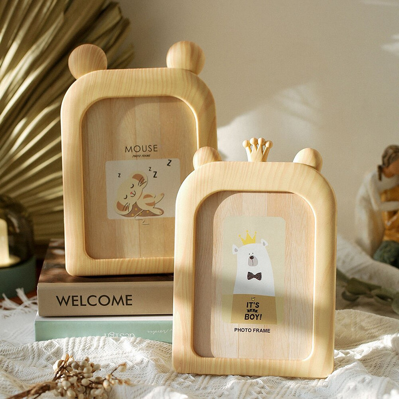 Ramă de poze din lemn de desene animate Decor pentru casă Artă înrămată Model de animale Accesorii pentru dormitor Agățat de perete Decor modern Rame foto Cadouri