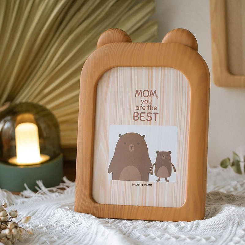 Ramă de poze din lemn de desene animate Decor pentru casă Artă înrămată Model de animale Accesorii pentru dormitor Agățat de perete Decor modern Rame foto Cadouri