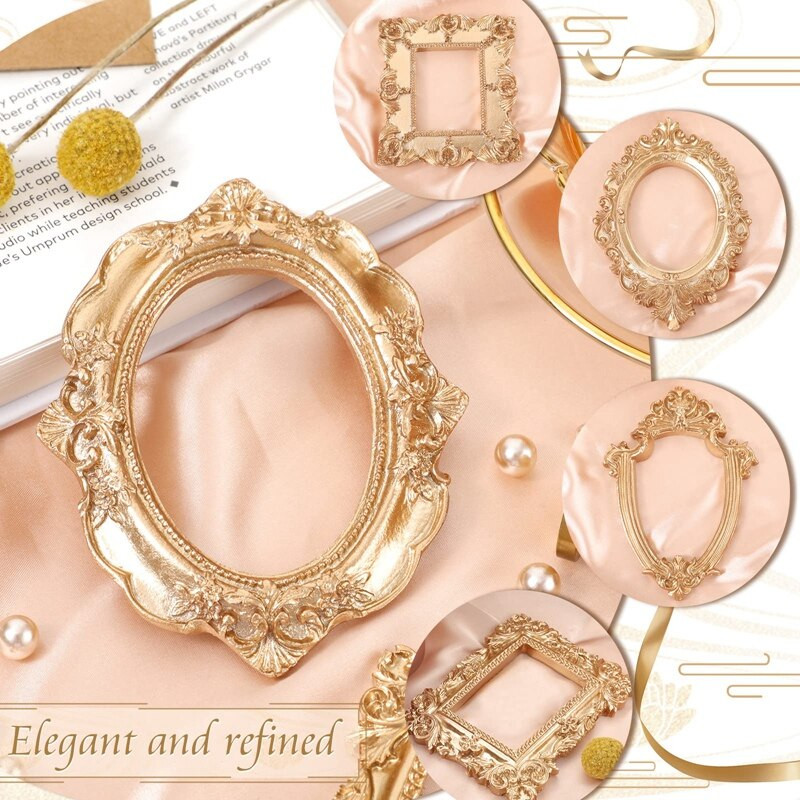 5 бр. Винтидж рамка за снимки от смола, висяща на стена рамка за снимки, настолна рамка за дисплей за бижута, празнично парти, хотелски декор