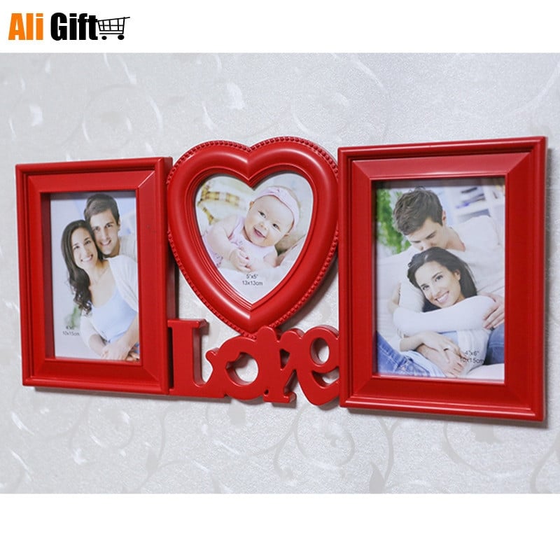 AliGift Hot Eladó legújabb Love képkeret, 6 hüvelykes, kombinált, szív alakú, összevont gyermekképes falra akasztós stúdió