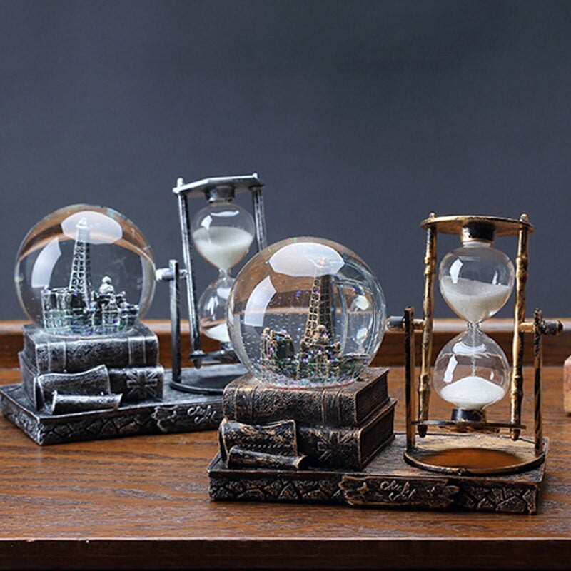 Retro krištolinis rutulys smėlio laikrodžio laikmatis Kūrybinis dekoravimas Vyno spintelė Svetainė Namai Stalviršio dekoro namų apyvokos daiktai