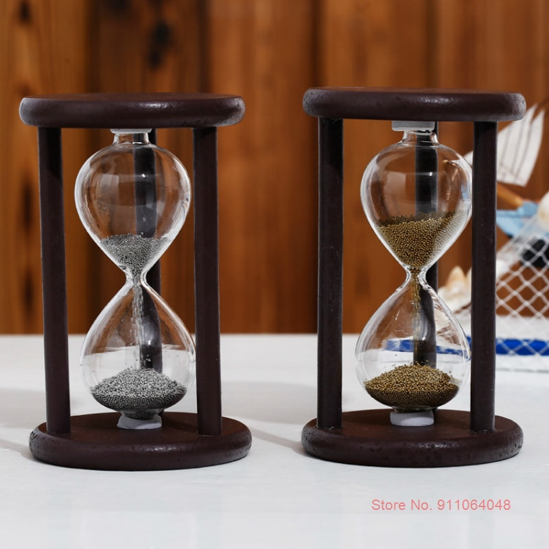 Vintage háromoszlopos természetes fából készült homoküveg antik gyerekek fogmosás időzítő homokóra Kreatív teaház tea homokóra