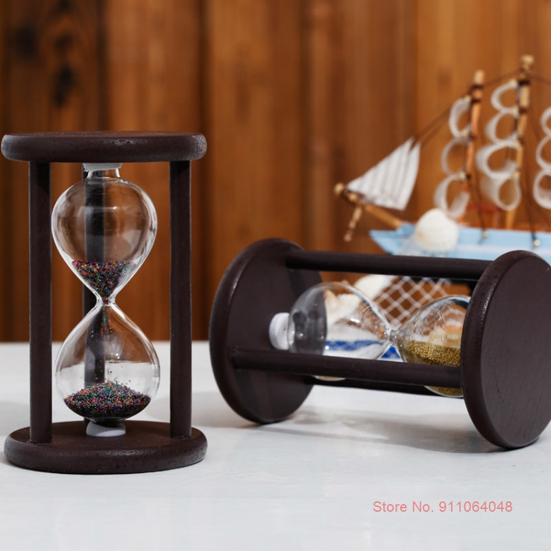 Vintage háromoszlopos természetes fából készült homoküveg antik gyerekek fogmosás időzítő homokóra Kreatív teaház tea homokóra