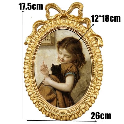 Senovinis auksinis nuotraukų rėmelis su „Bowknot“ retro ornamentu reljefiniu derva „Portafotos“ laisvai stovintis nuotraukų albumas, namų dekoravimas