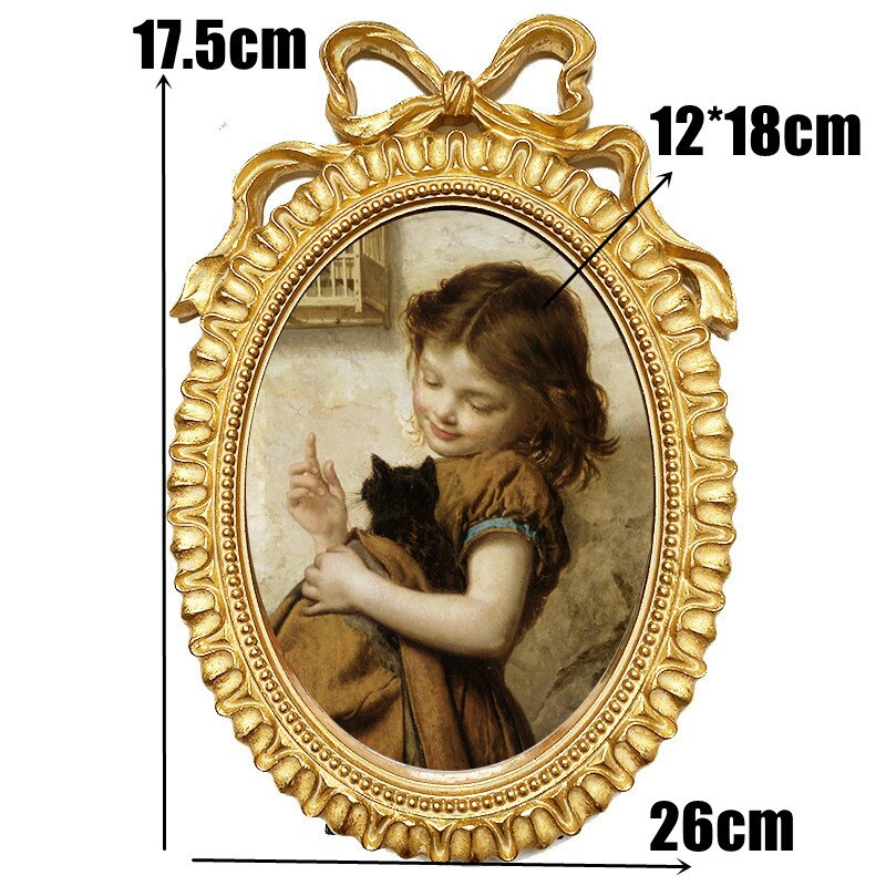Senovinis auksinis nuotraukų rėmelis su „Bowknot“ retro ornamentu reljefiniu derva „Portafotos“ laisvai stovintis nuotraukų albumas, namų dekoravimas