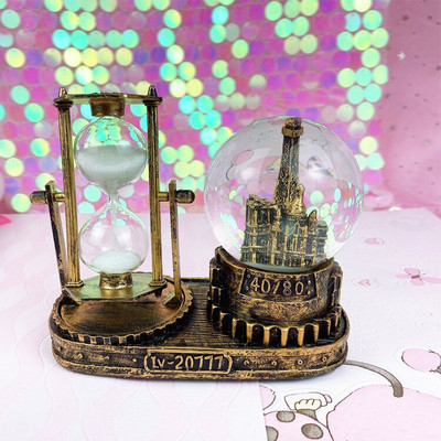 Homokóra homokóra időzítő Retro fémtörölköző otthoni dekoráció kézműves 2 az 1-ben homokóra időzítő fényekkel Zene asztali dekoráció