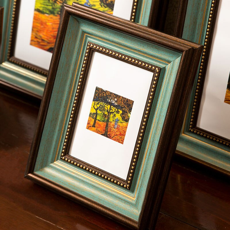 6–10 colių klasikinis senovinis žalias paveikslų rėmelis, pakabinamas siena Šeimos nuotraukų rėmeliai dekoro vestuvių kambario darbastalio dervos nuotraukų rėmelis 1vnt