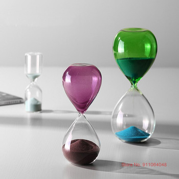 Αστεία δώρα για την ημέρα των παιδιών Διακόσμηση δωματίου Αξεσουάρ Πολύχρωμη άμμος Γεωμετρική Sandglass Glass Glass Κλεψύδρα 30 Λεπτά Timer Kids