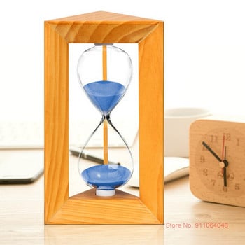 Триъгълен дървен стъклен пясъчен часовник 5 минути Таймер за време Детска четка за зъби Таймер Пясъчен часовник Цветен пясъчен часовник Аксесоари за учебно бюро
