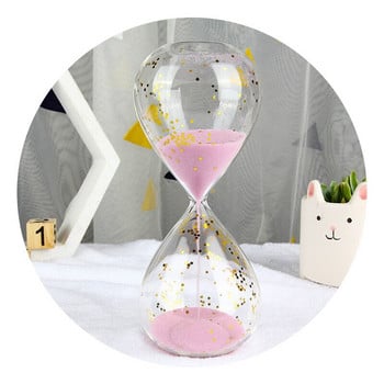 Стъклен пясъчен часовник с розова звезда и пайети 2 минути Таймер за време Детски ръчно изработени занаяти Изискан бял пясъчен часовник Декорация на бюро Коледни подаръци