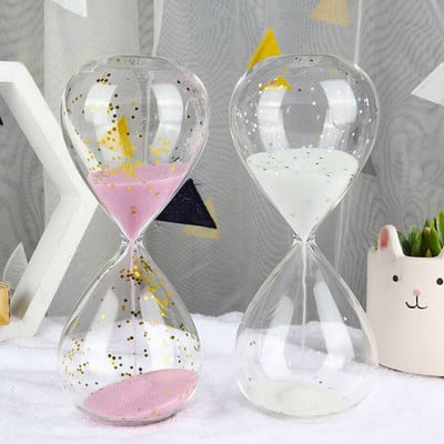 Pink Star Sequin Glass Κλεψύδρα 2 λεπτών Χρονοδιακόπτης Παιδικά Χειροποίητα Χειροποίητα Εκλεκτά Ρολόι με Λευκή Άμμο Γραφείο Διακόσμηση Χριστουγέννων