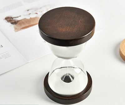 Dvipusis medinis dugnas stiklinis smėlio laikrodis 15 minučių laiko laikmatis Nemokamas užrašas Kūrybinė dovana vaikams žaislas smėlio stiklas balto smėlio laikrodis