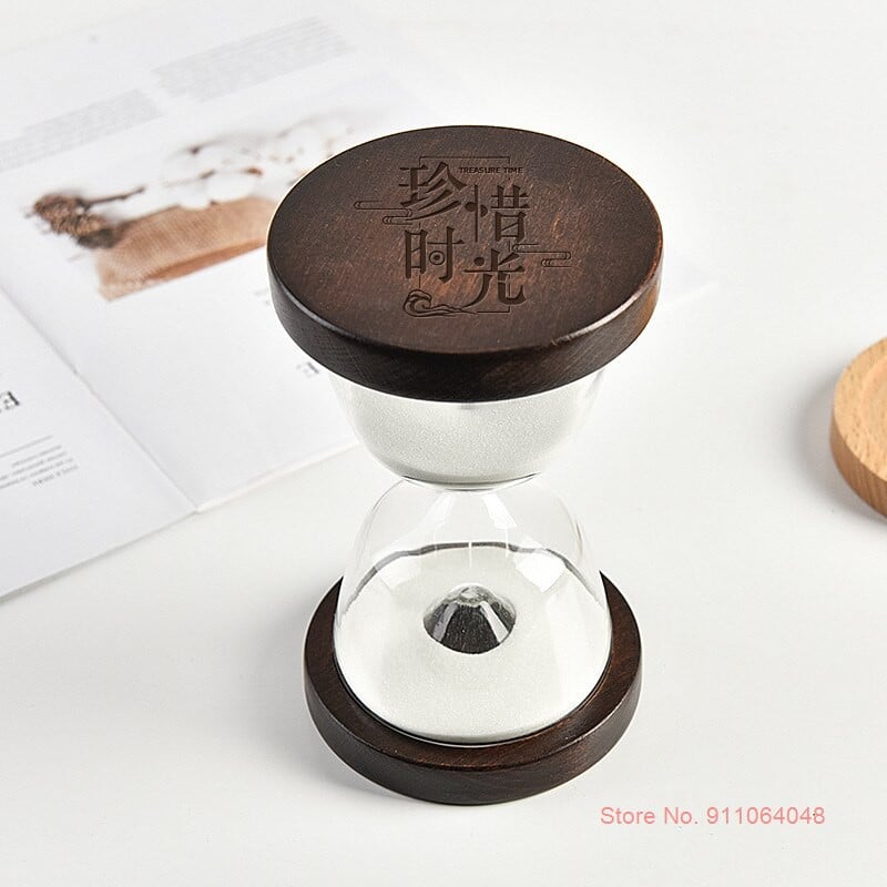 Dvipusis medinis dugnas stiklinis smėlio laikrodis 15 minučių laiko laikmatis Nemokamas užrašas Kūrybinė dovana vaikams žaislas smėlio stiklas balto smėlio laikrodis