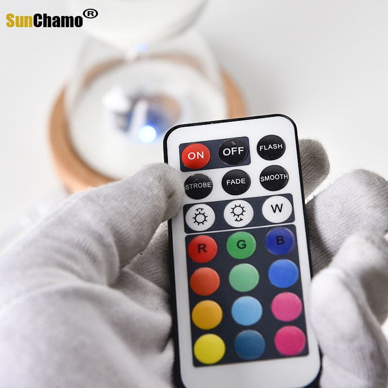 Cronometru din sticlă ceas cu nisip Telecomandă luminoasă 15 minute Piață de noapte Creativă pentru decorarea casei Clepsidra Cadou pentru copii
