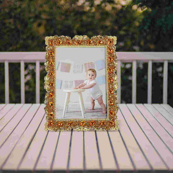 Κορνίζα Κορνίζες φωτογραφιών Βάση επιτραπέζιας οθόνης Διακοσμητικό επιτραπέζιο κρυστάλλινο γαμήλιο στρας οικογενειακό ρετρό στυλ