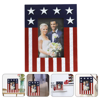 Cadru Foto Poză Ziua Independenței 4 iulie Petrecere Steagul Americii Nunta Patriotică Decoratiuni de familie Ornament de birou