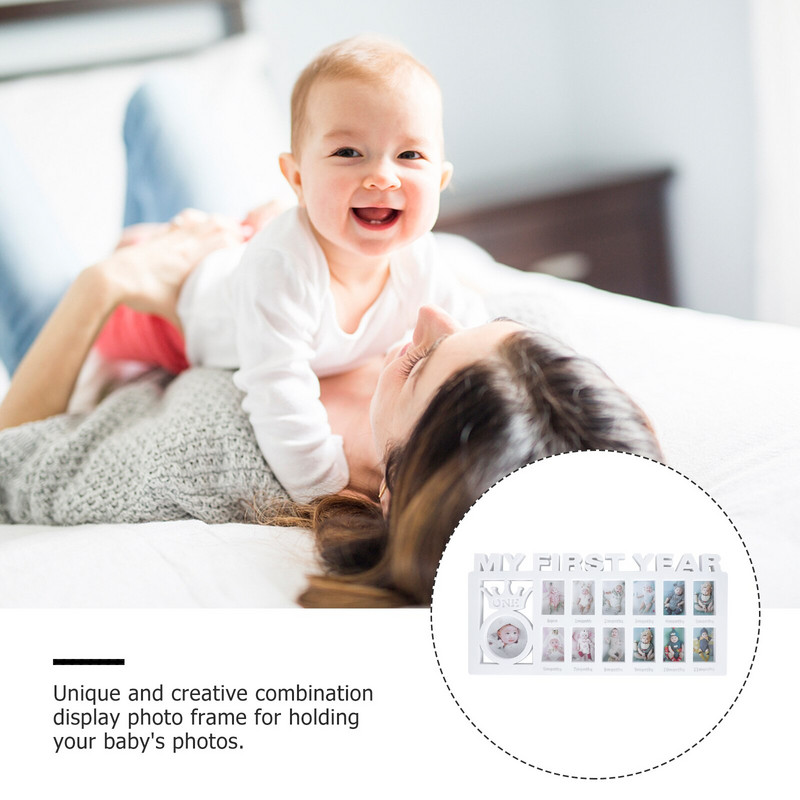 Raami beebipilt Foto Aasta esimese päeva emad, mälestus minu kasvust 12 kaadrit kuu kingitused verstapostiks kollaaž vastsündinud imiku 1. päev