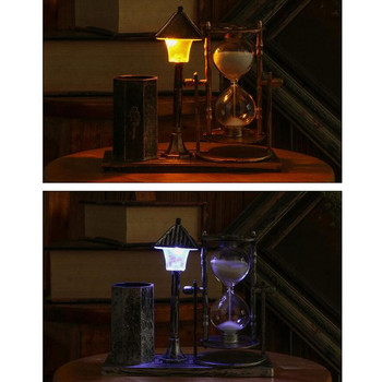Спяща лампа от пясъчно стъкло Антична улична лампа Пясъчен часовник Държач за писалка Деликатна нощна лампа Настолна занаятчийска декорация Подарък
