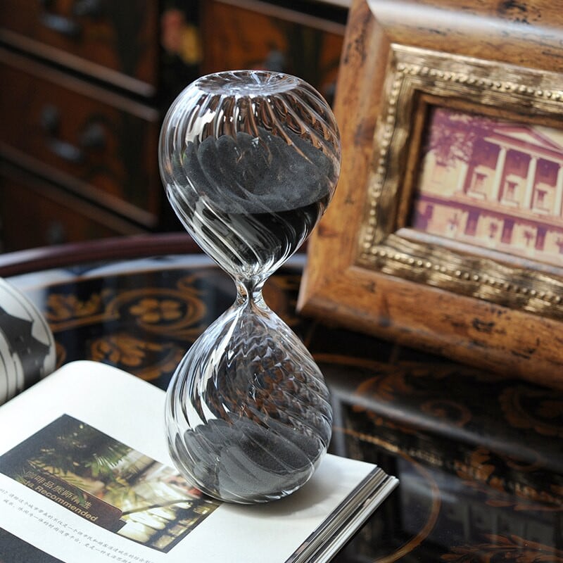 30 минути Пясъчен часовник Пясъчен таймер Украса за домашно кафене Украса Бяло черно злато Подарък за рожден ден на студент