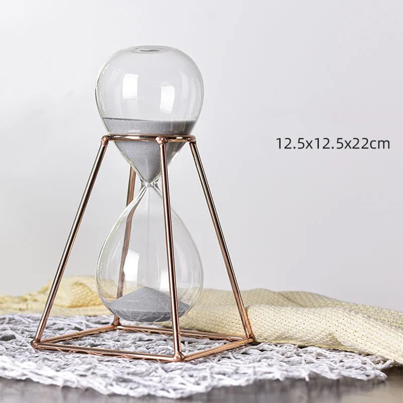 Fém 30 perces Homokóra időzítő Modern művészet Dísz Üveg Időzítés Homokóra Kreatív Iroda Nappali Asztali lakberendezés