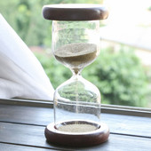 Vânzări calde 1 minut Cadou romantic clepsidra din lemn ornamente de aur sticlă de nisip artizanat ceas de nisip cu numărătoare inversă