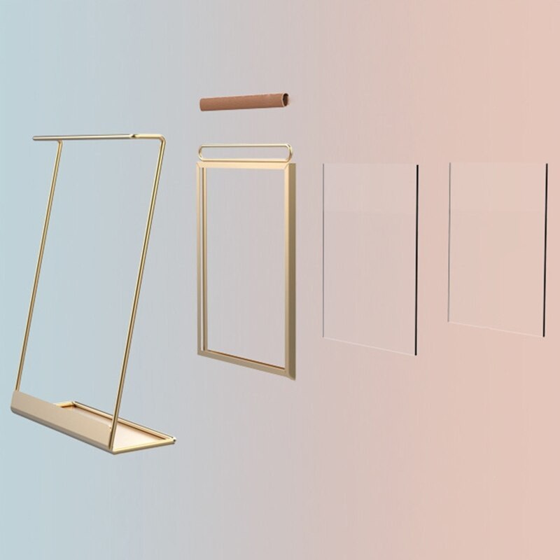 Ramă foto din metal de 8 inchi Suport de afișare pentru meniu de masă cu două fețe Suport pentru semne de birou Suport numere pentru masă de nuntă Cadru de listare de prețuri