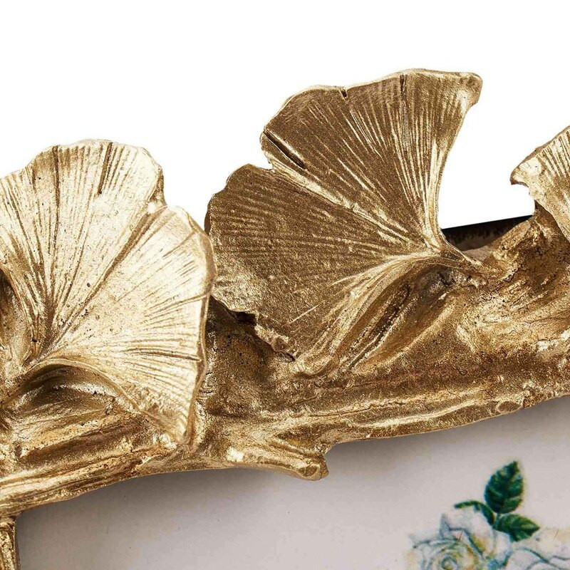 2X gyanta Retro keret Arany Ginkgo Leaf fotókeret Otthoni dekoráció